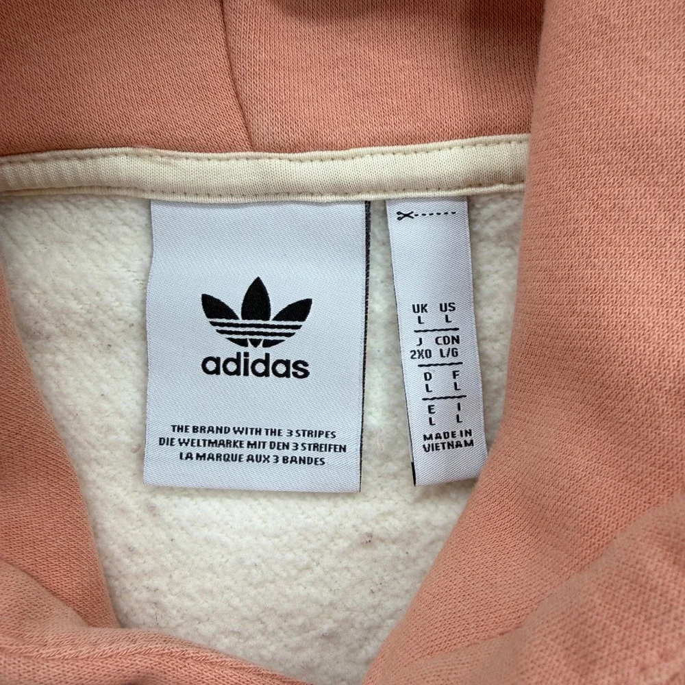 Adidas Colorblock Trefoil Logo Hoodie Sweatshirt Pullover‎ Peach Cream Men's L